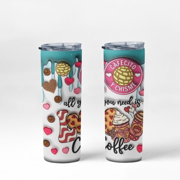20oz Insulated Tumbler, Cafecito y Chisme, Valentine's Day - Picture 5 of 5